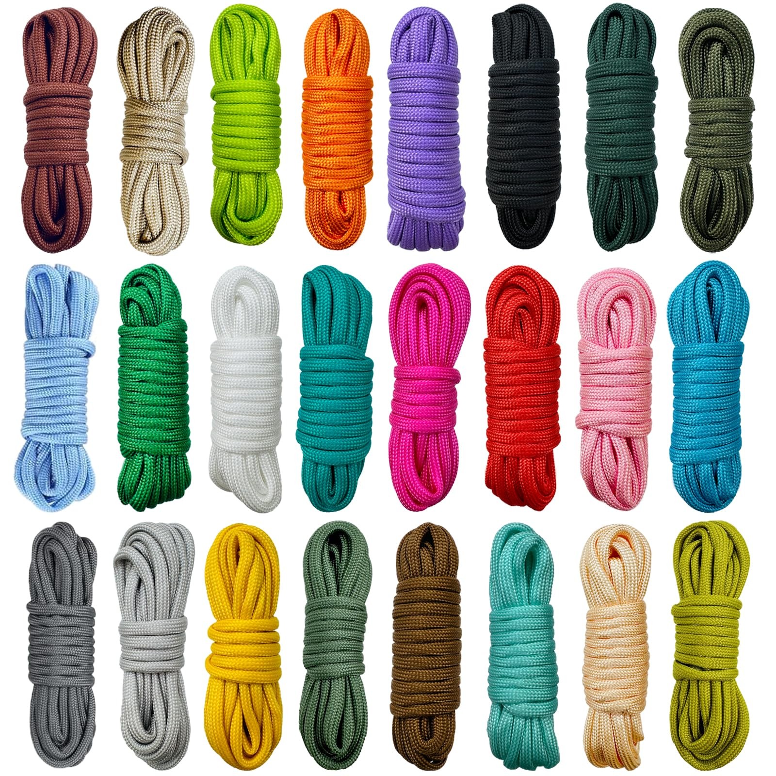 24 Colors Paracord 10 Feet Survival Cord for Crafting, Random Combo Kit