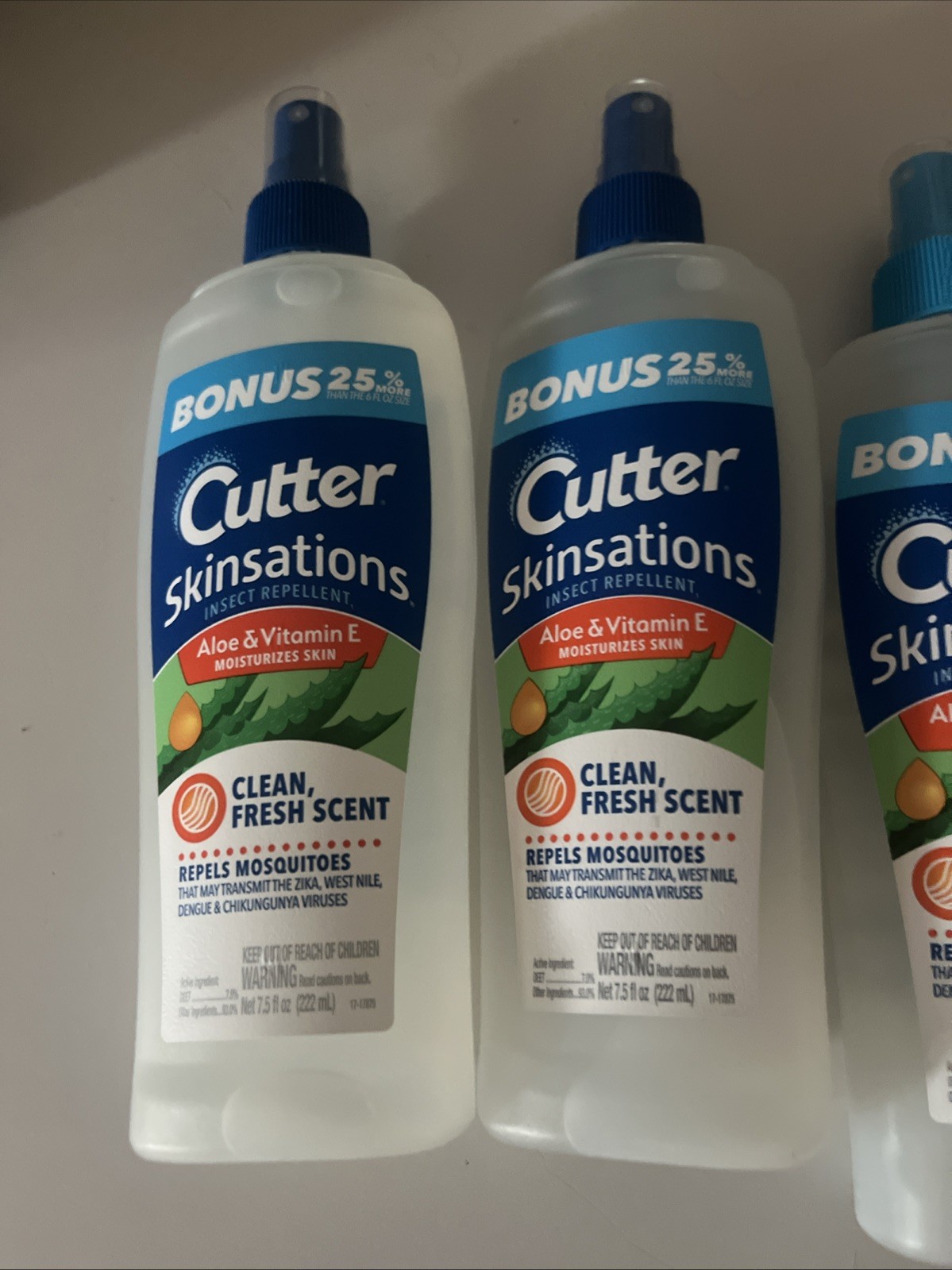 Cutter Skinsations Insect Repellent Spray Clean Fresh 7.5 fl oz Lot of 4 Mosquit