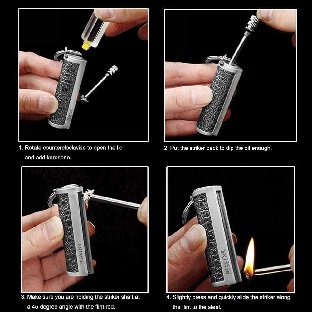 Permanent Match Matchstick Fire Starter – 2 Pack, Keychain Flint Metal Immortal