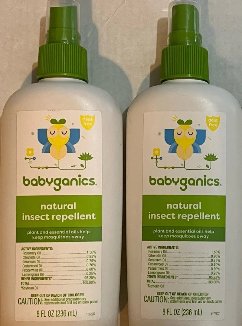 (2) Babyganics Natural Insect Repellent 8oz DEET Free Plant & Essential Oils
