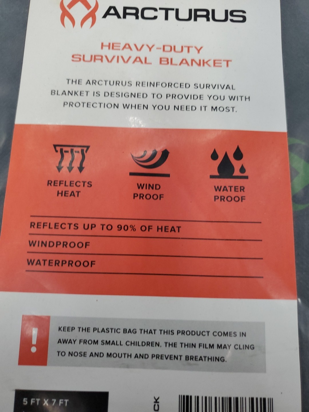 Insulated Heavy Duty Thermal Survival Blanket 5′ x 7′ Arcturus Waterproof Reflec