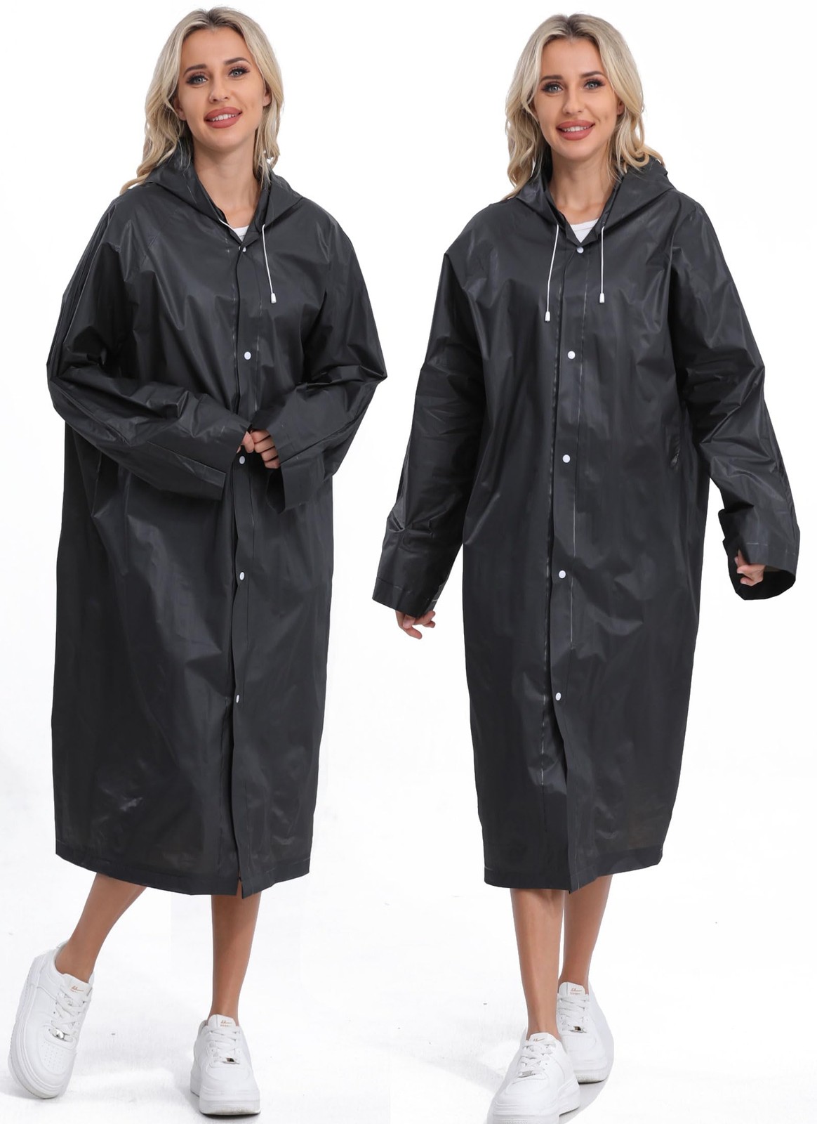 2-Pack Reusable Rain Ponchos for Adults, Raincoats Emergency for Women/Men with
