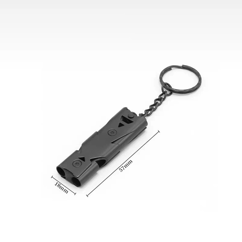 1pc 150DB Double Tube Survival Whistle Steel Emergency Rescue Tool – NEW