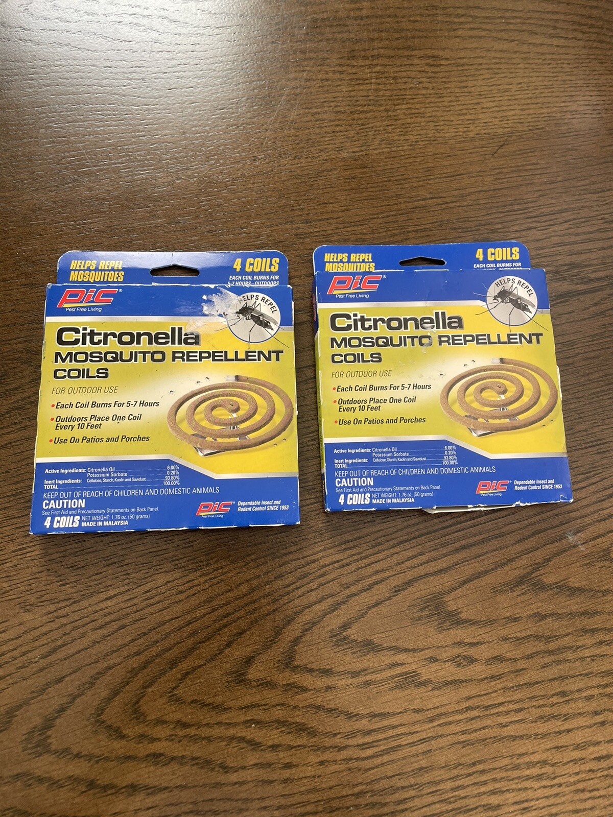 PIC Citronella Mosquito Repelling Coils, 4 Coils, OUTDOOR Use 5-7 Hrs Pesticide.