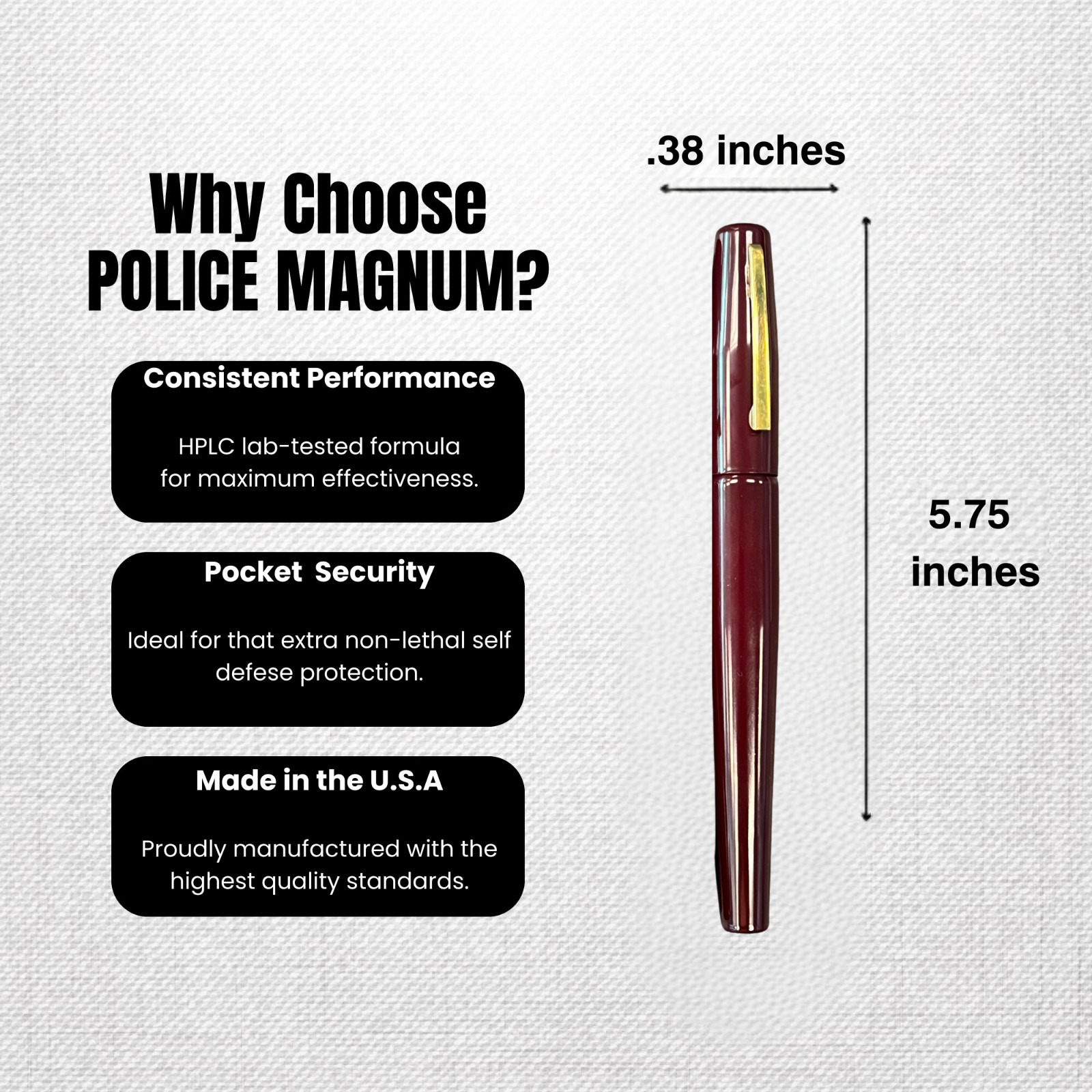 2 Police Magnum Black Pen Pepper Spray Self Defense Personal Protection Security