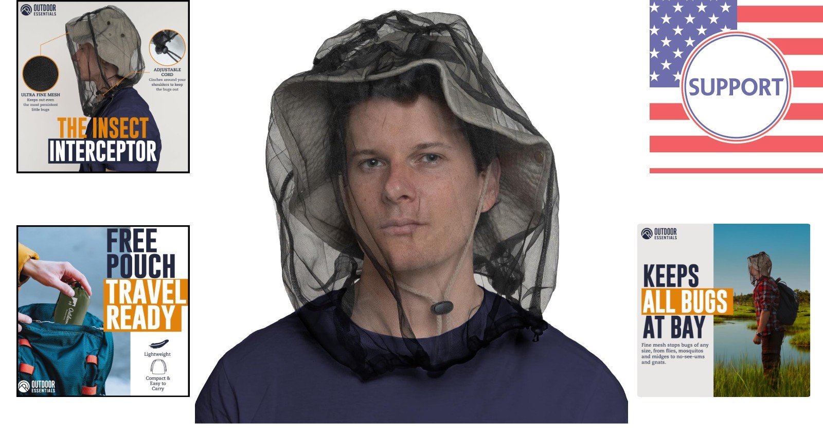 Breathable Face Netting Against Bugs – Perfect for Hiking & Camping – 2 Pack