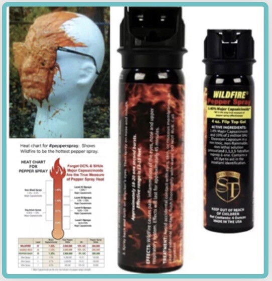 Hottest Wildfire STICKY PEPPER GEL Self Defense 4oz Spray 10% OC 1.4% MC UV Dye