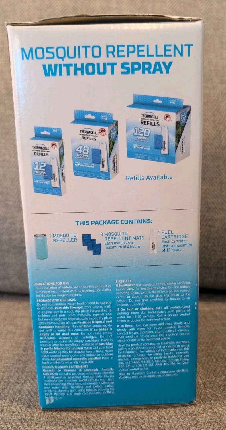 THERMACELL Patio Shield Mosquito Protection Glacial Blue Scent Free Brand New