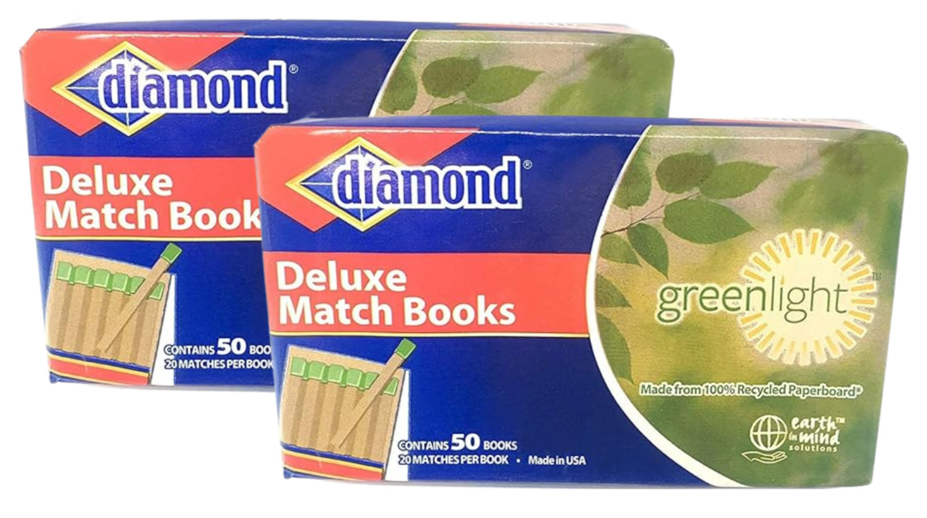 5 pk of Diamond Deluxe 50 Matchbooks, 1000 strike on box kitchen match FREESHIP