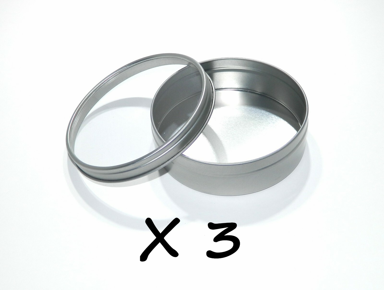 8 oz Round Metal Window See Through Slip-Lid Tin Can Survival Craft Container X3