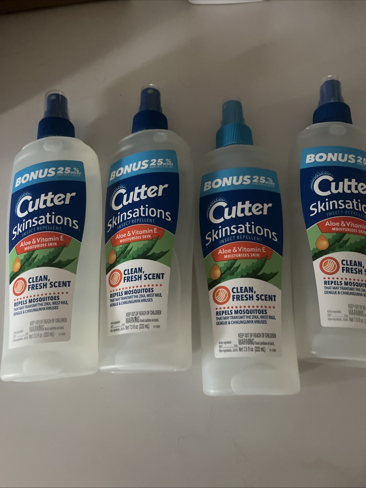 Cutter Skinsations Insect Repellent Spray Clean Fresh 7.5 fl oz Lot of 4 Mosquit