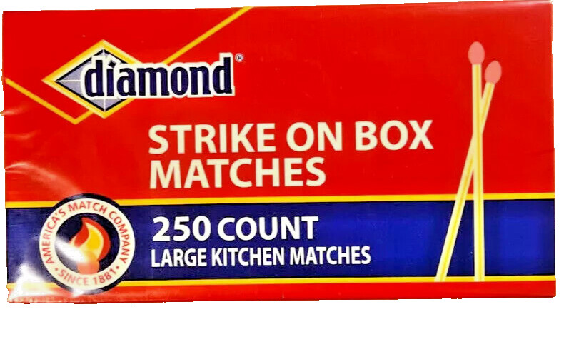 Diamond Strike Large Wood Kitchen Matches 250 Count Camping Camp ( Pack of 3 )
