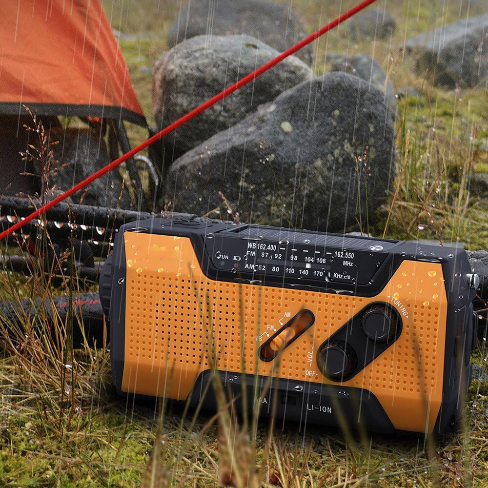 Emergency Solar Hand Crank Weather Radio 2000mAh Power Bank Charger Flash Light