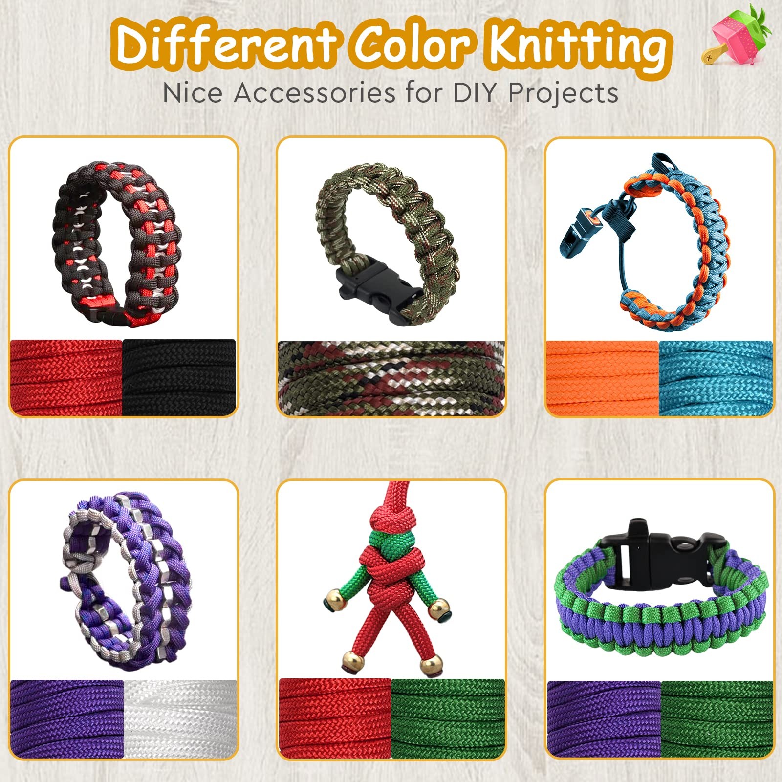 40 Colors Paracord Cord Multifunction 550lb 10 feet, Mixed
