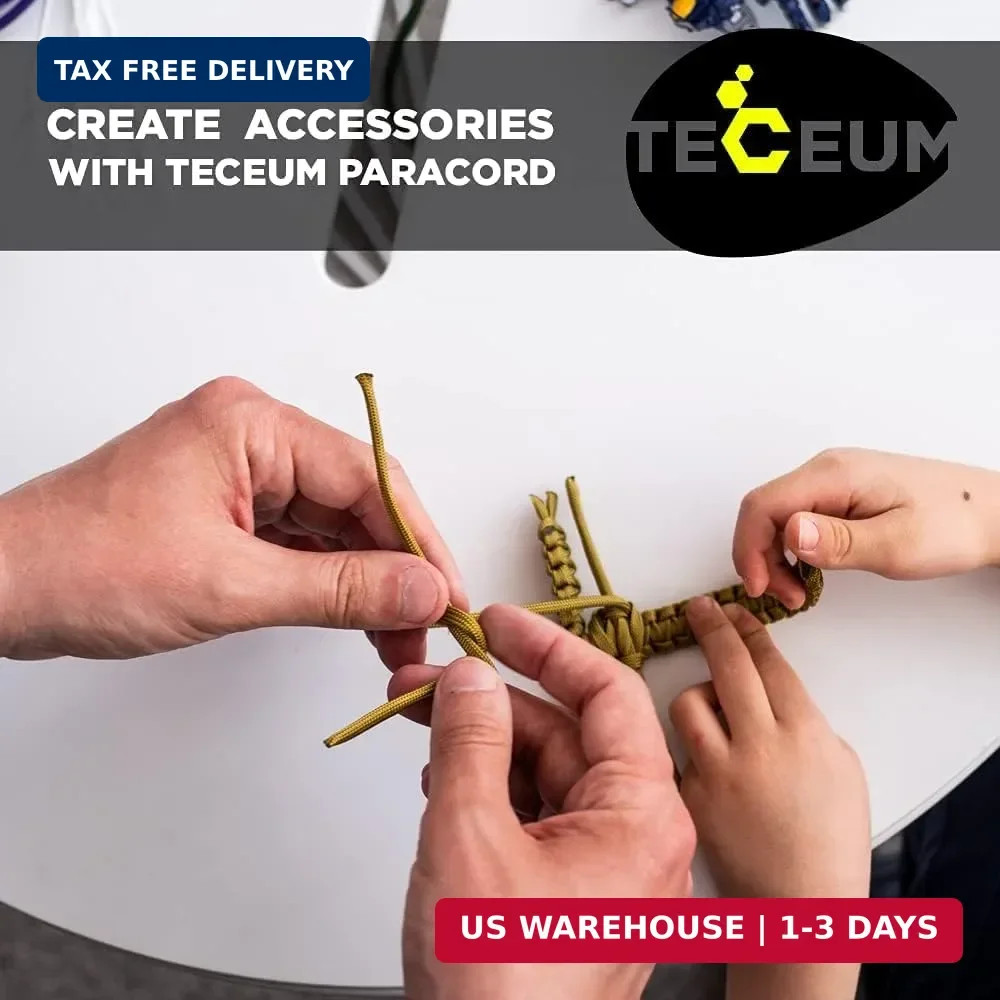 TECEUM 5/32″ Paracord Rope 1000 – 1000ft / 200ft / 100ft / 50ft – Tactical Parac