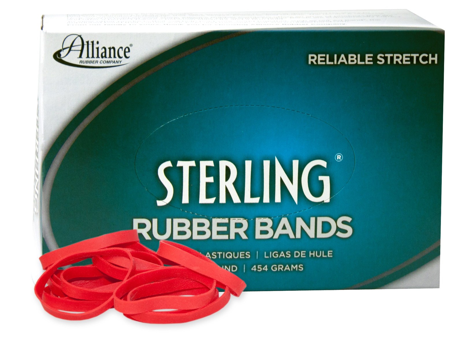 Alliance Rubber 94645 Sterling Bands 1 Pound 3 1/2 x 1/4 Inches, Red