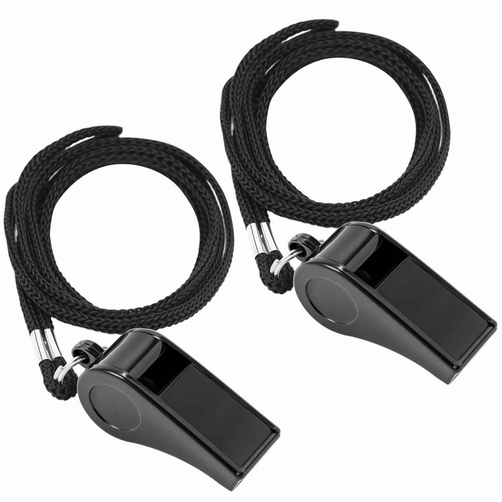 JKQAGD 2PCS Sports Whistles with Lanyard, Loud Crisp Sound Whistle Black