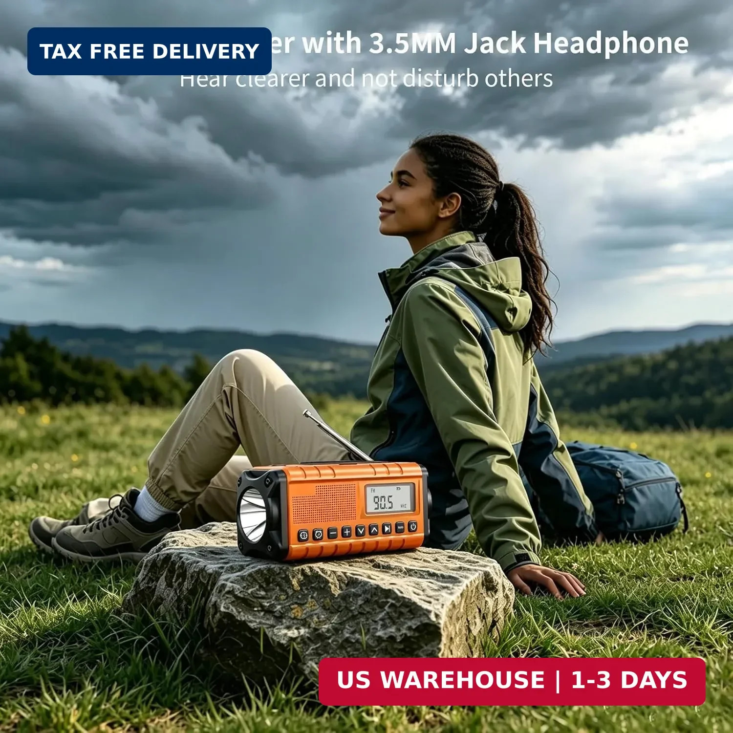 10000mAh/37000mWh Emergency Radio-Weather Radio Portable AM FM Auto Scan with So