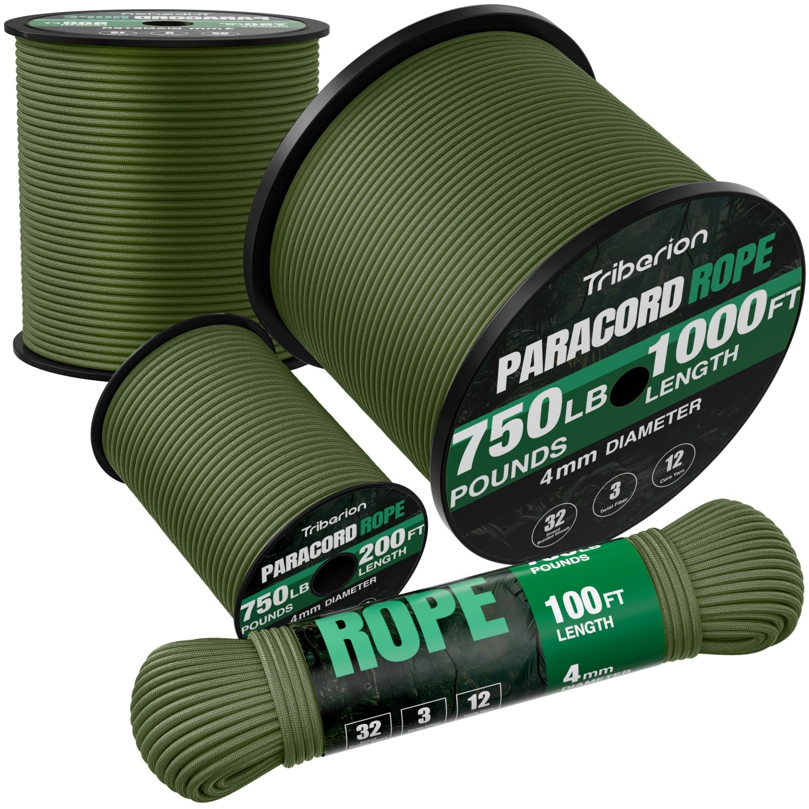 Paracord Rope 750 Lb – 1000ft / 500ft / 200ft / 100ft 5/32″ Parachute Cord 4mm