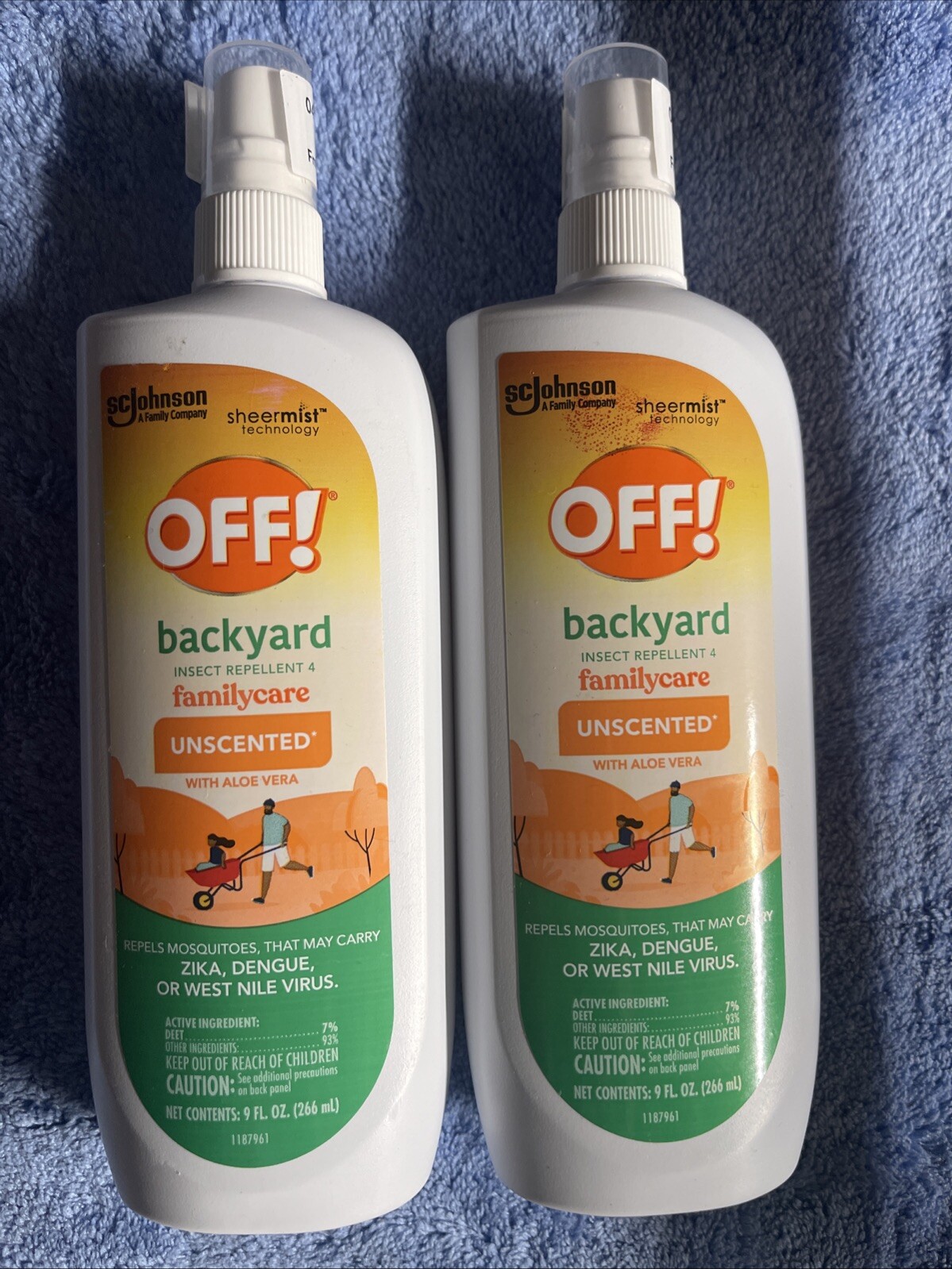 Off! Backyard Insect Repellent 4 Familycare Unscented Aloe Vera 9fl oz -Lot of 2