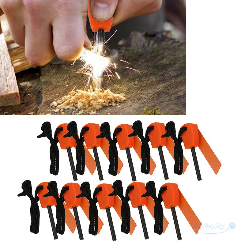 10 Magnesium Ferro Rod Survival Flint Fire Starter Emergency Striker Ferrocerium