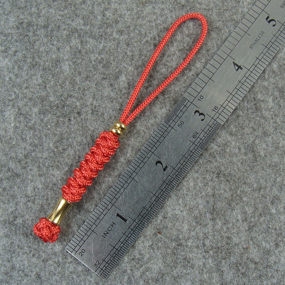 2 Pack Handmade 2mm Paracord Knife Lanyard With Brass Beads / Knife Beads