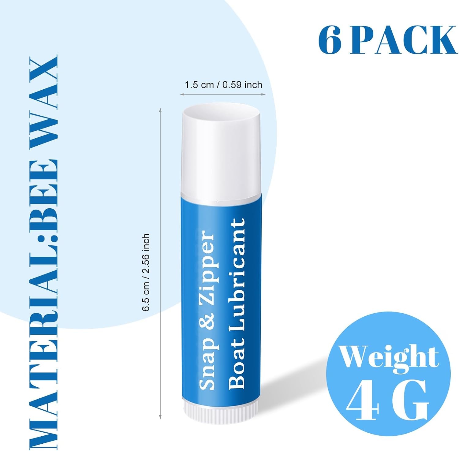 Snap and Zipper Lubricant, Wax Marine Lube for Boat Vinyl Panels, White, Blue