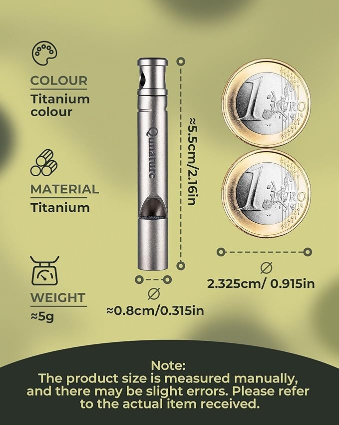 Qunature Emergency Whistle Titanium Signal Whistle Loud 120 dB Safety Survival