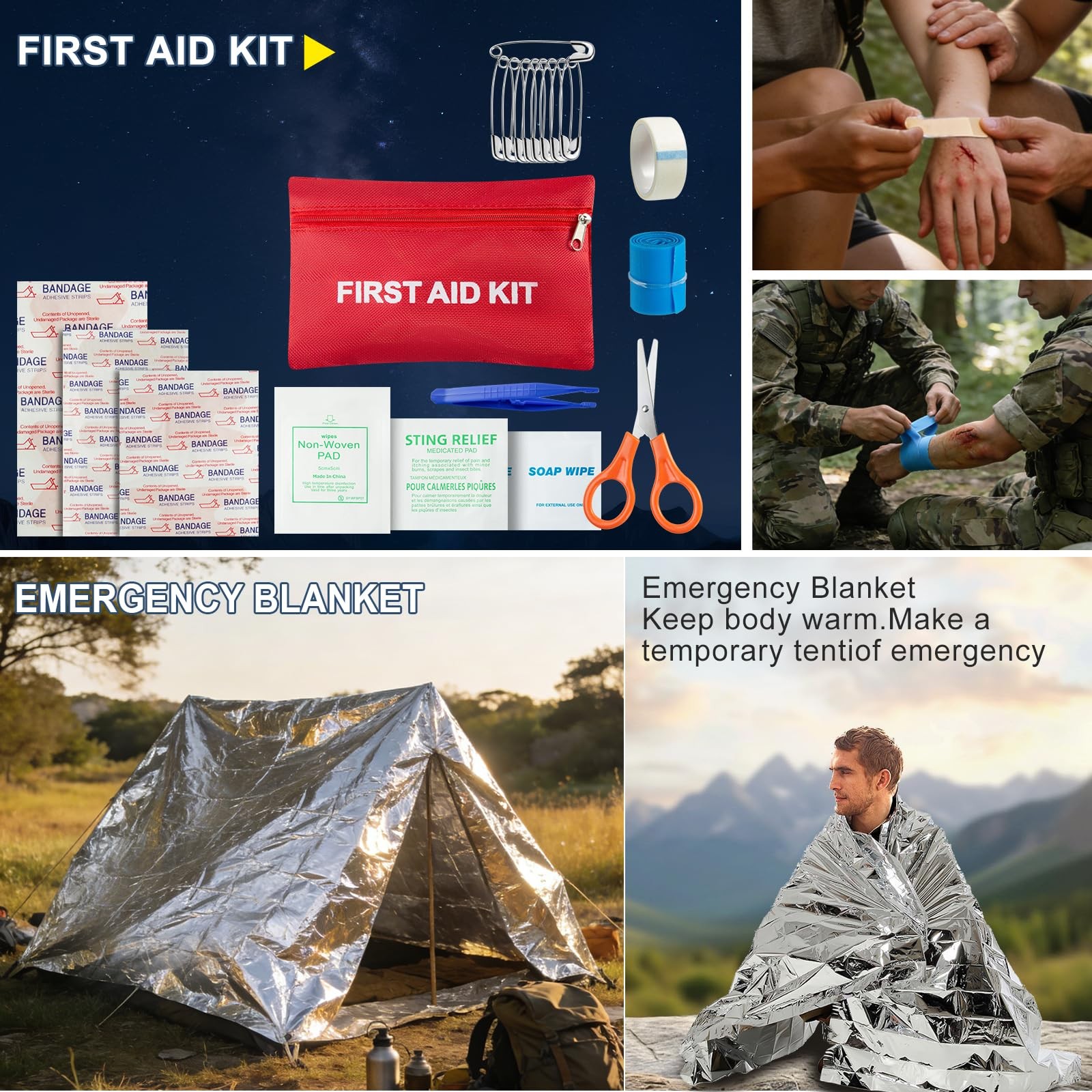 Survival Kit and Emergency Gear 66 in 1 Outdoor Equipment with First Aid Fir…