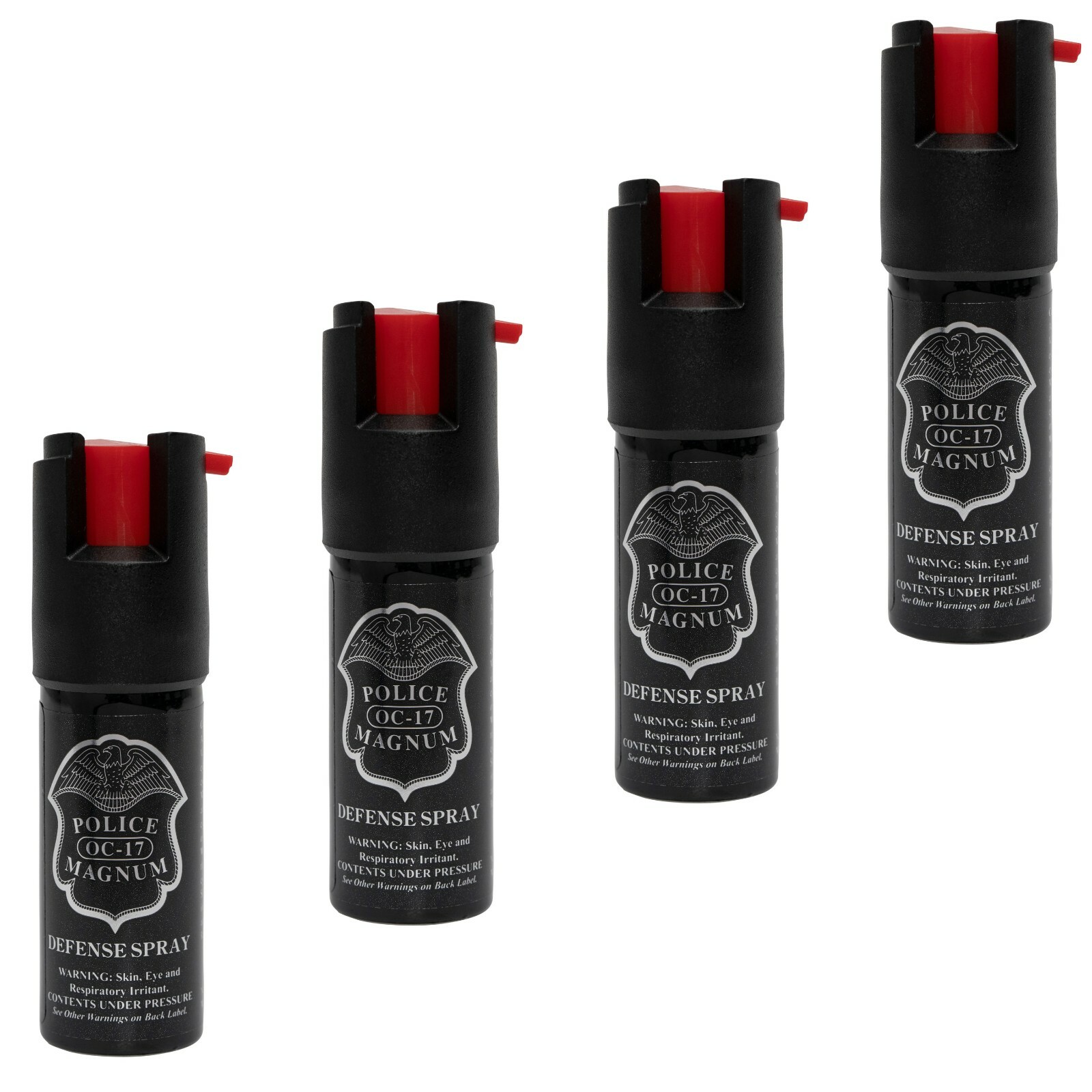 POLICE MAGNUM 4 pack .50 oz pepper spray self defense safety lock OC protection