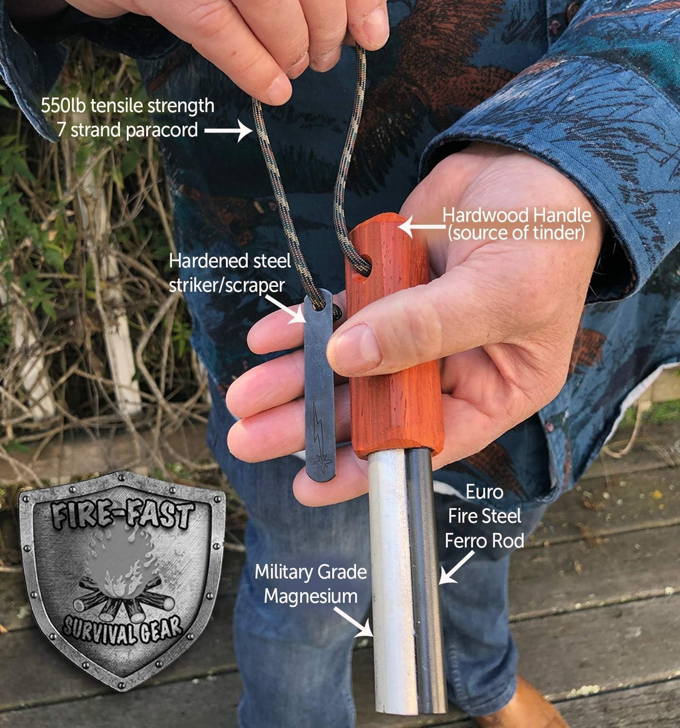 Compact Magnesium and Ferrocerium Fire Starter – Perfect for Camping & Hiking