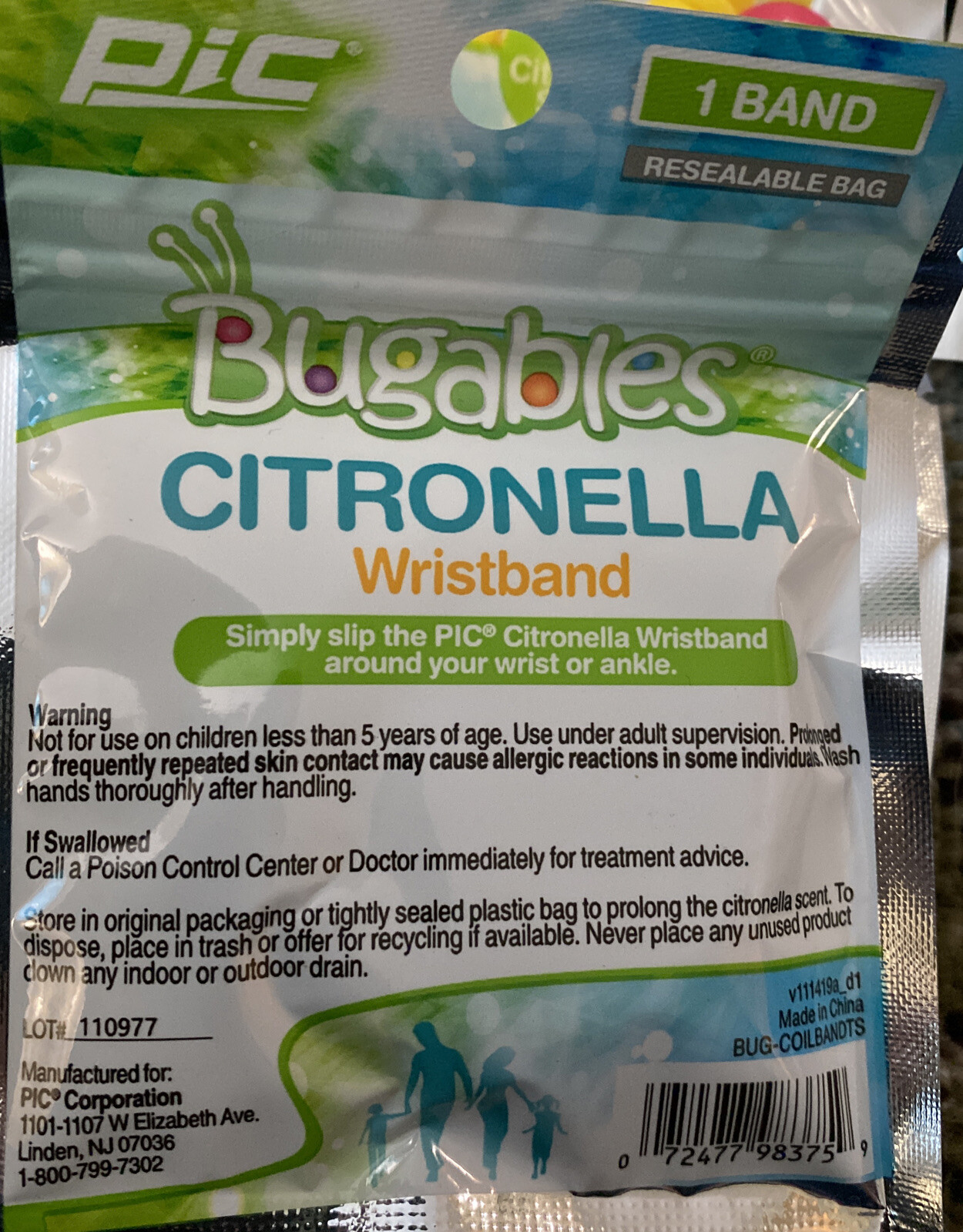 Bugables Citronella Wristband Reusable Lot of 6 Variety Of Colors NEW