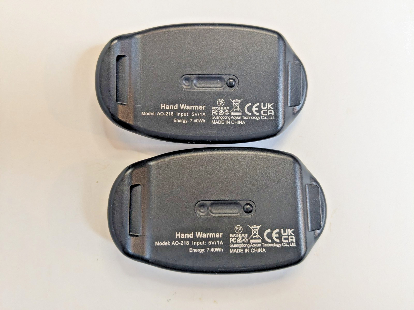 AO-218 Rechargeable Hand Warmers 2 Pack Black Pocket Heaters Working USB-C Mini