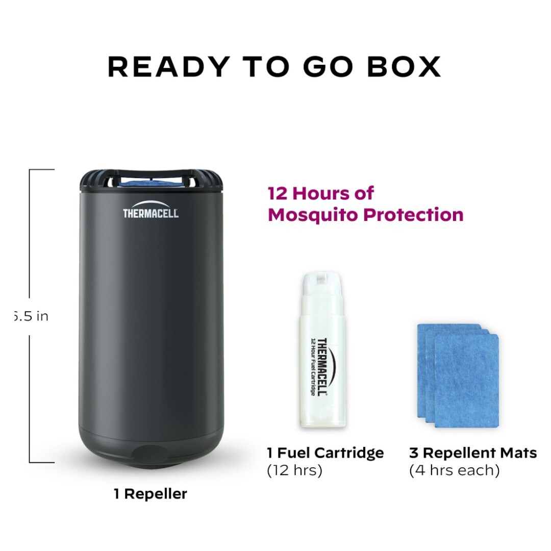 Thermacell Mosquito Repellent with 12 hour refill – Graphite – No Smoke No Mess!