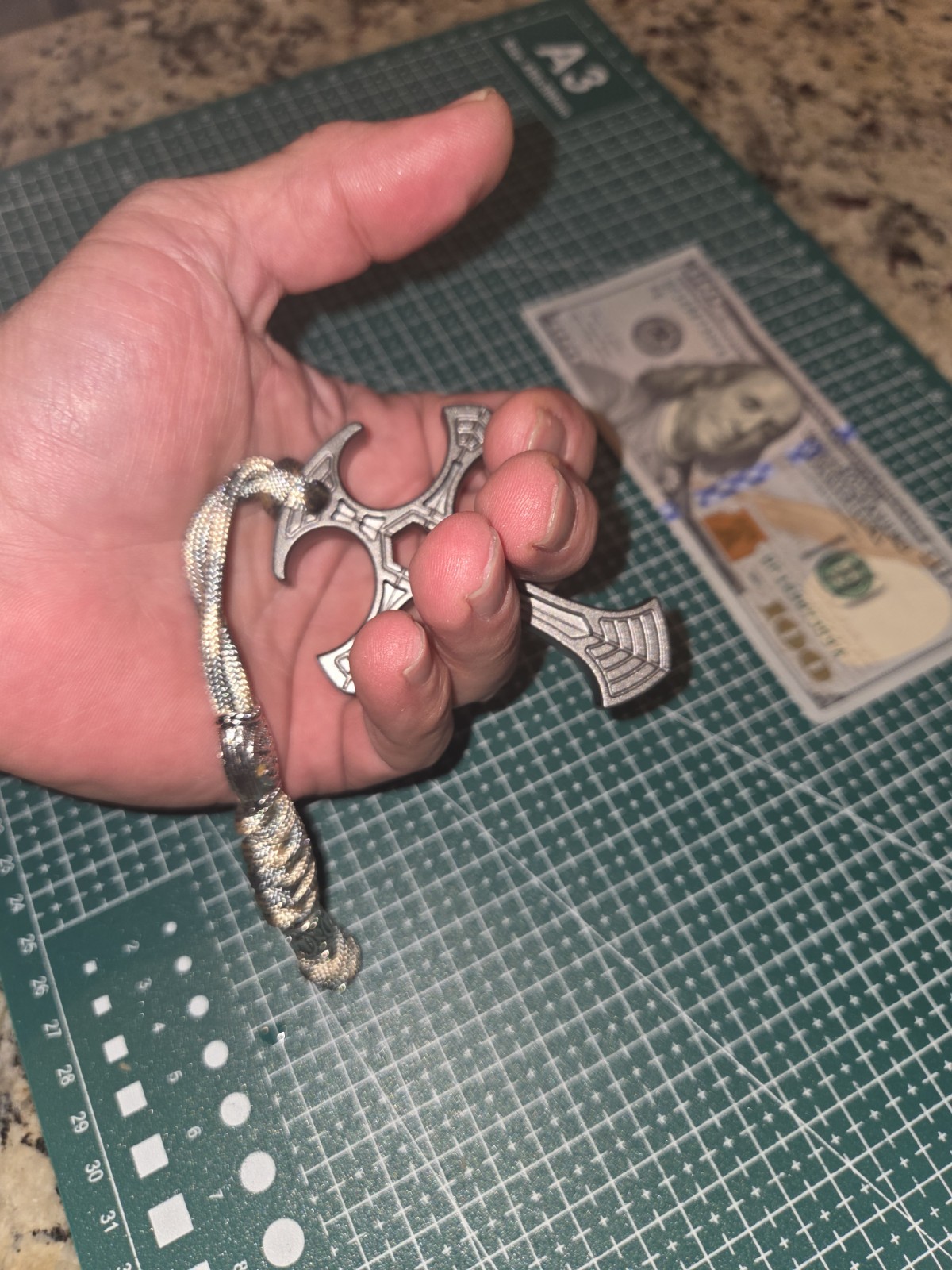EDC Silver Metal Cross with paracord lanyard