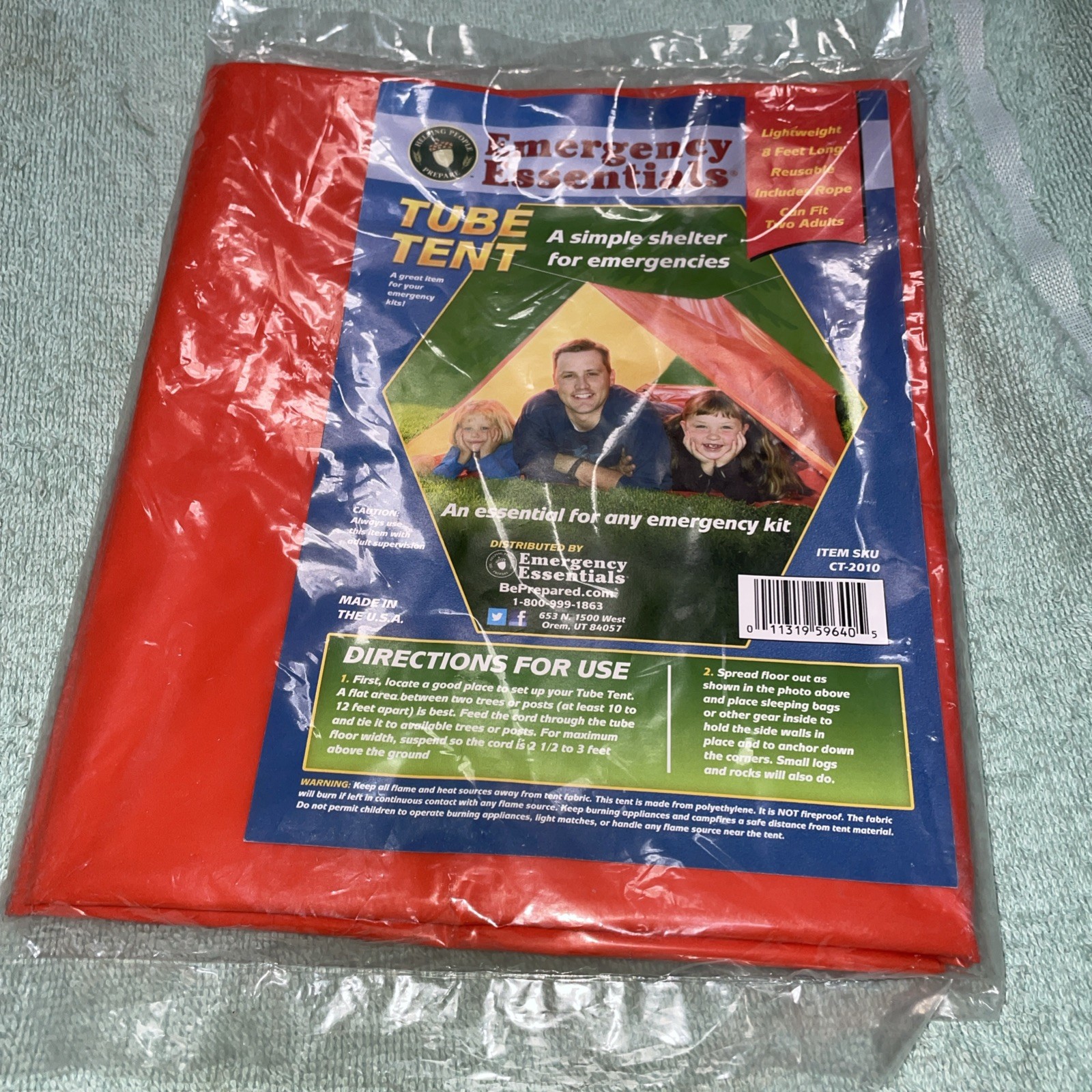 Emergency Essentials Survival Camping Shelter Tube Orange Tent New Sealed
