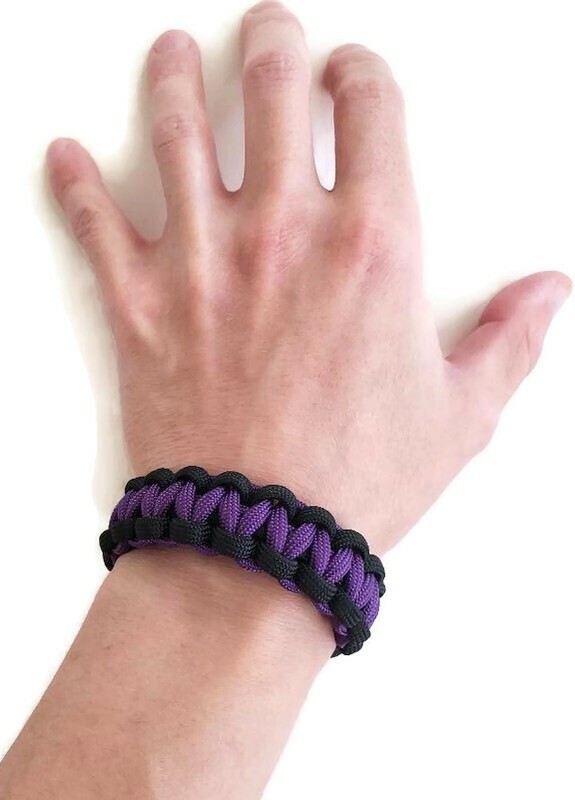 Paracord Bracelet 550 Two-Tone Black/Acid Purple Survival Tactical 3/8″ Buckle