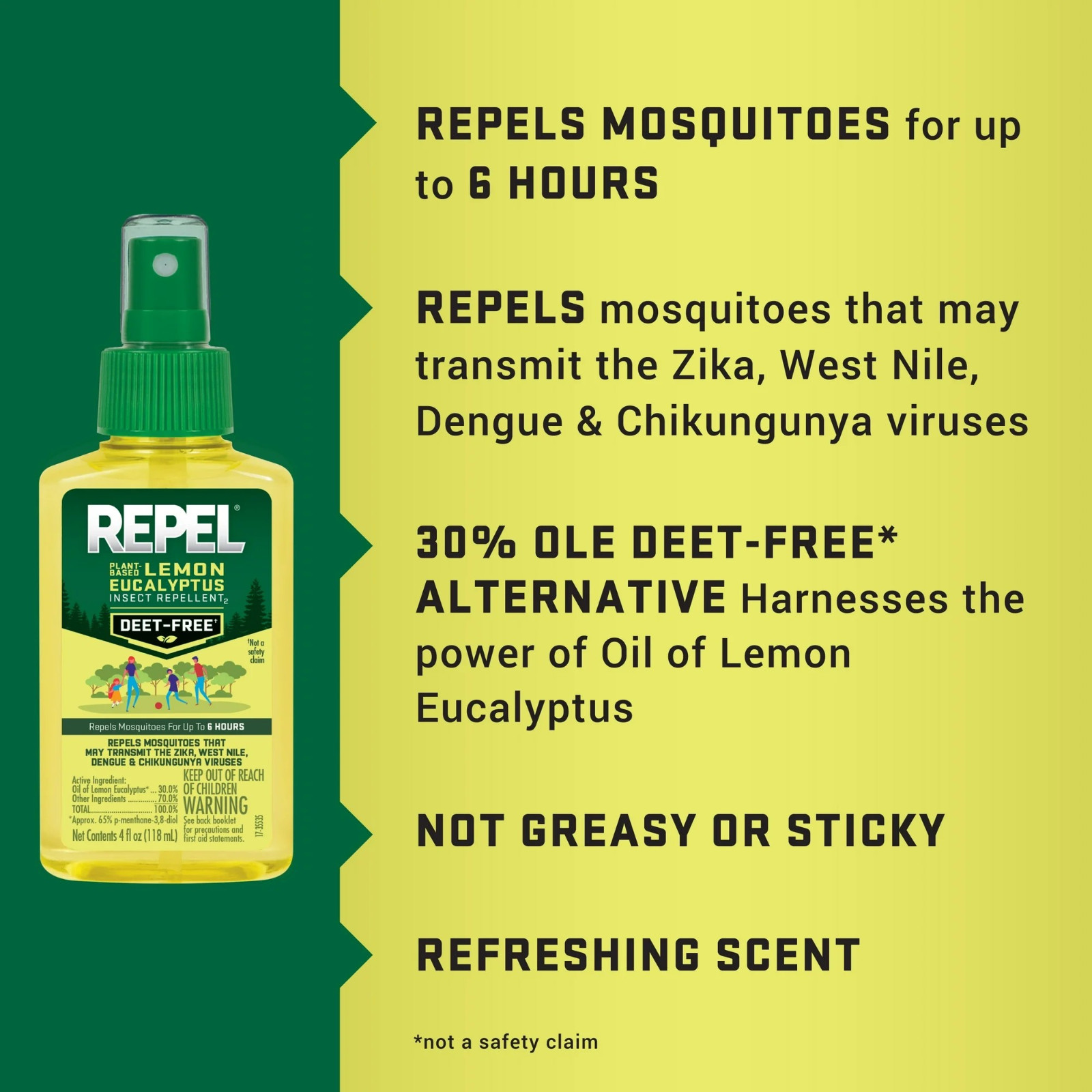 Repel Plant-Based Lemon Eucalyptus Insect Repellent, Mosquito Repellent, Pump Sp