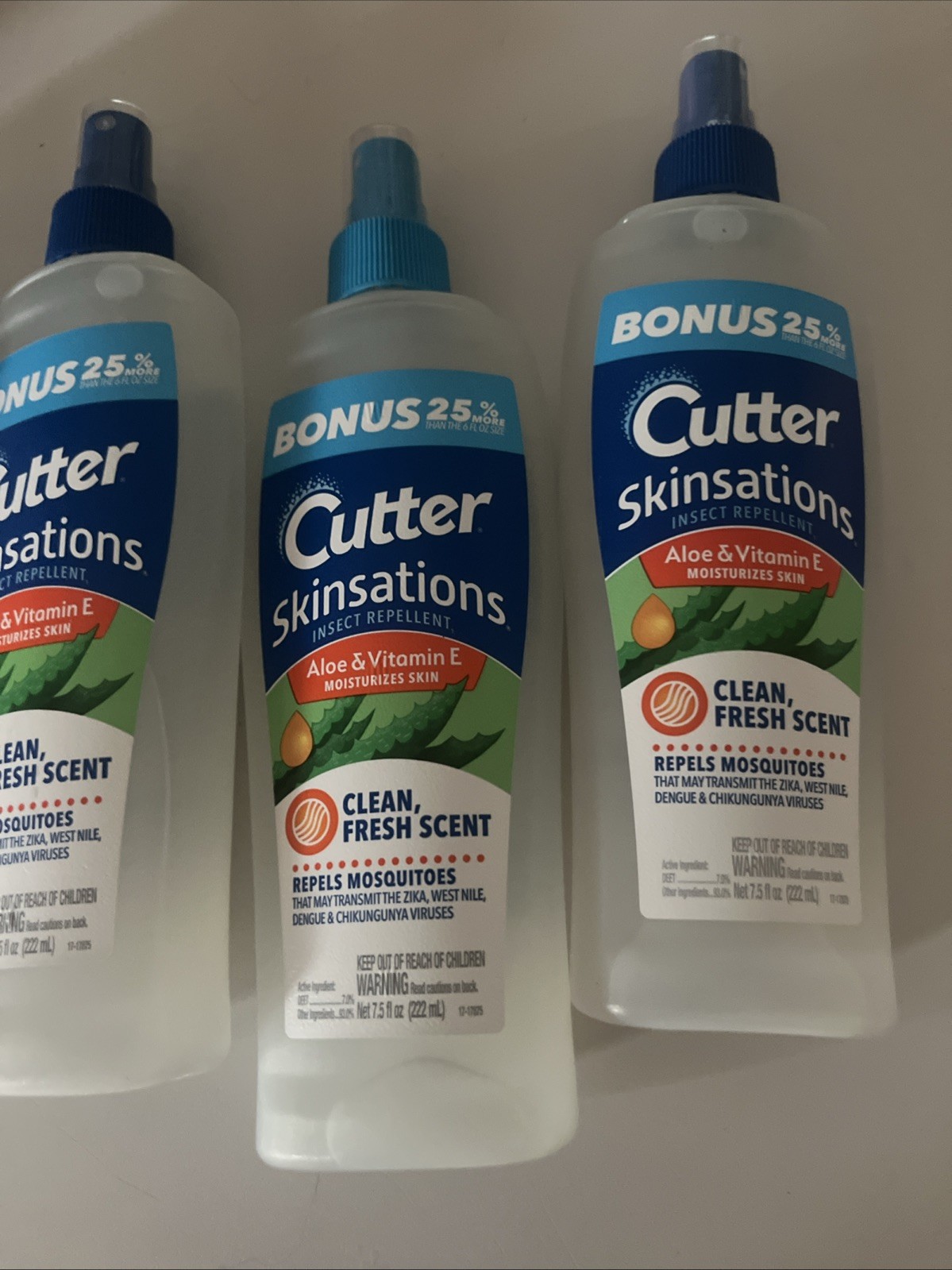 Cutter Skinsations Insect Repellent Spray Clean Fresh 7.5 fl oz Lot of 4 Mosquit