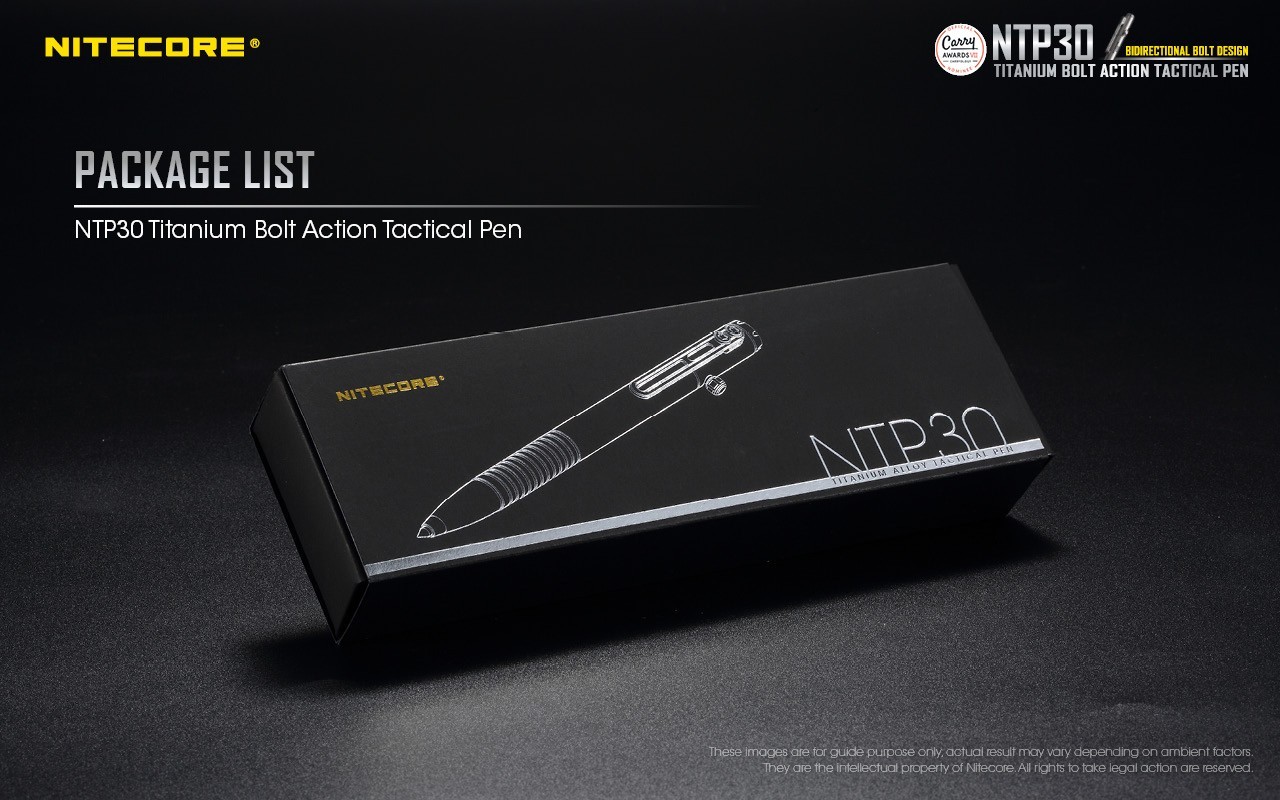 NITECORE NTP30 Tactical Pen Titanium Bidirectional Bolt Action W/ Glass Breaker