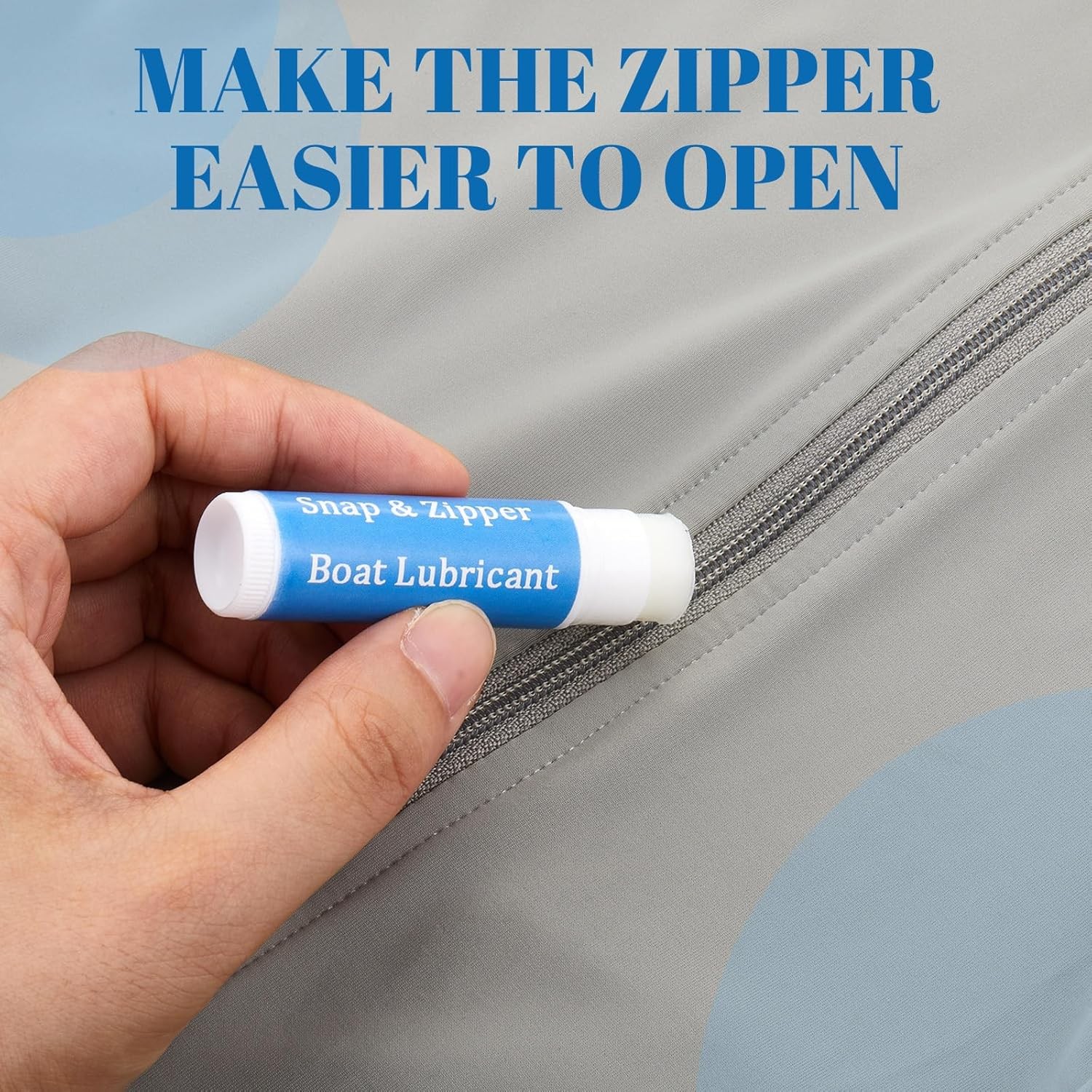 Snap and Zipper Lubricant, Wax Marine Lube for Boat Vinyl Panels, White, Blue