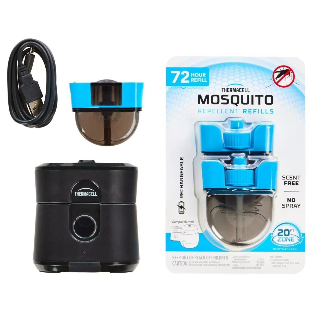 Thermacell Mosquito Zone Repellent Device with 12hr and 2 Extra 72hours Refill