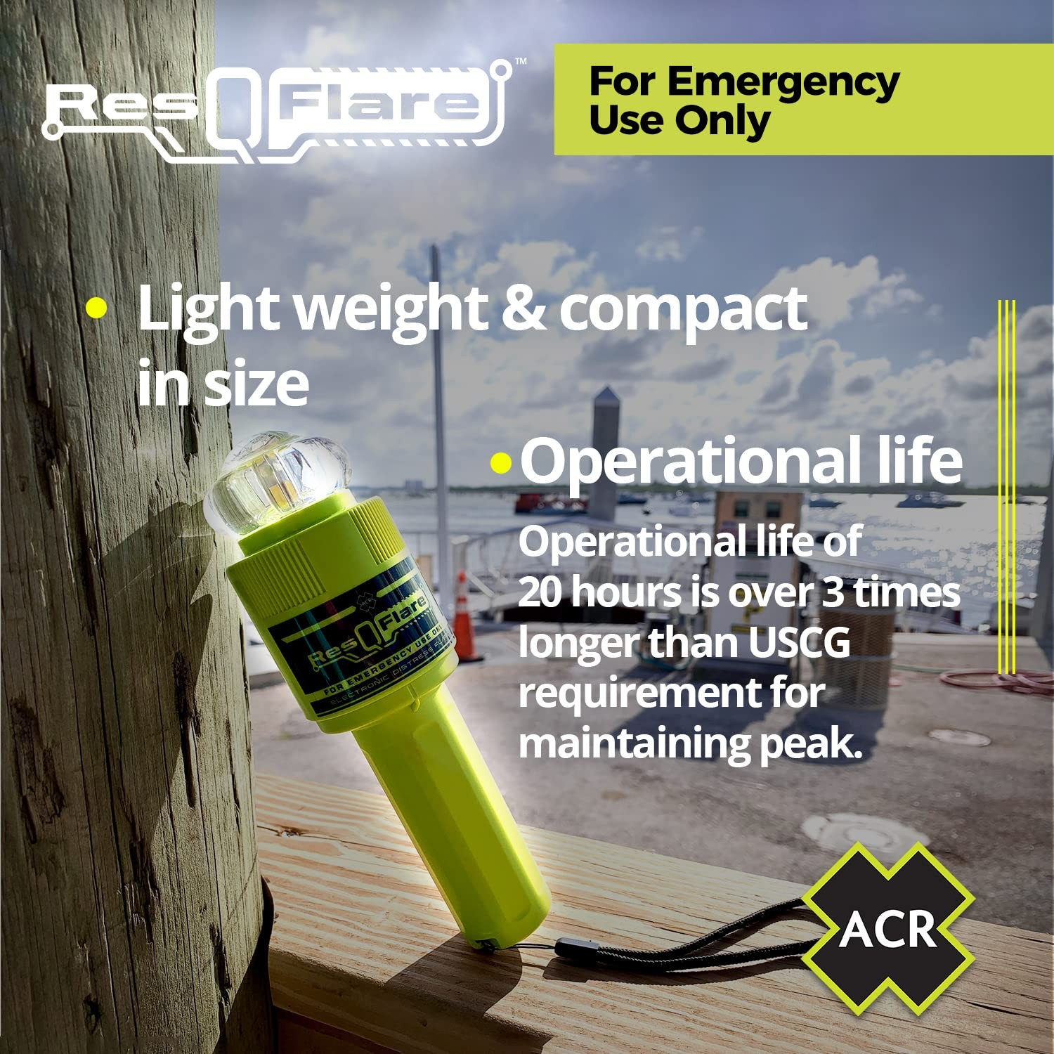 ResQFlare Electronic Distress E-Flare and Flag, USCG Approved Replacement for…