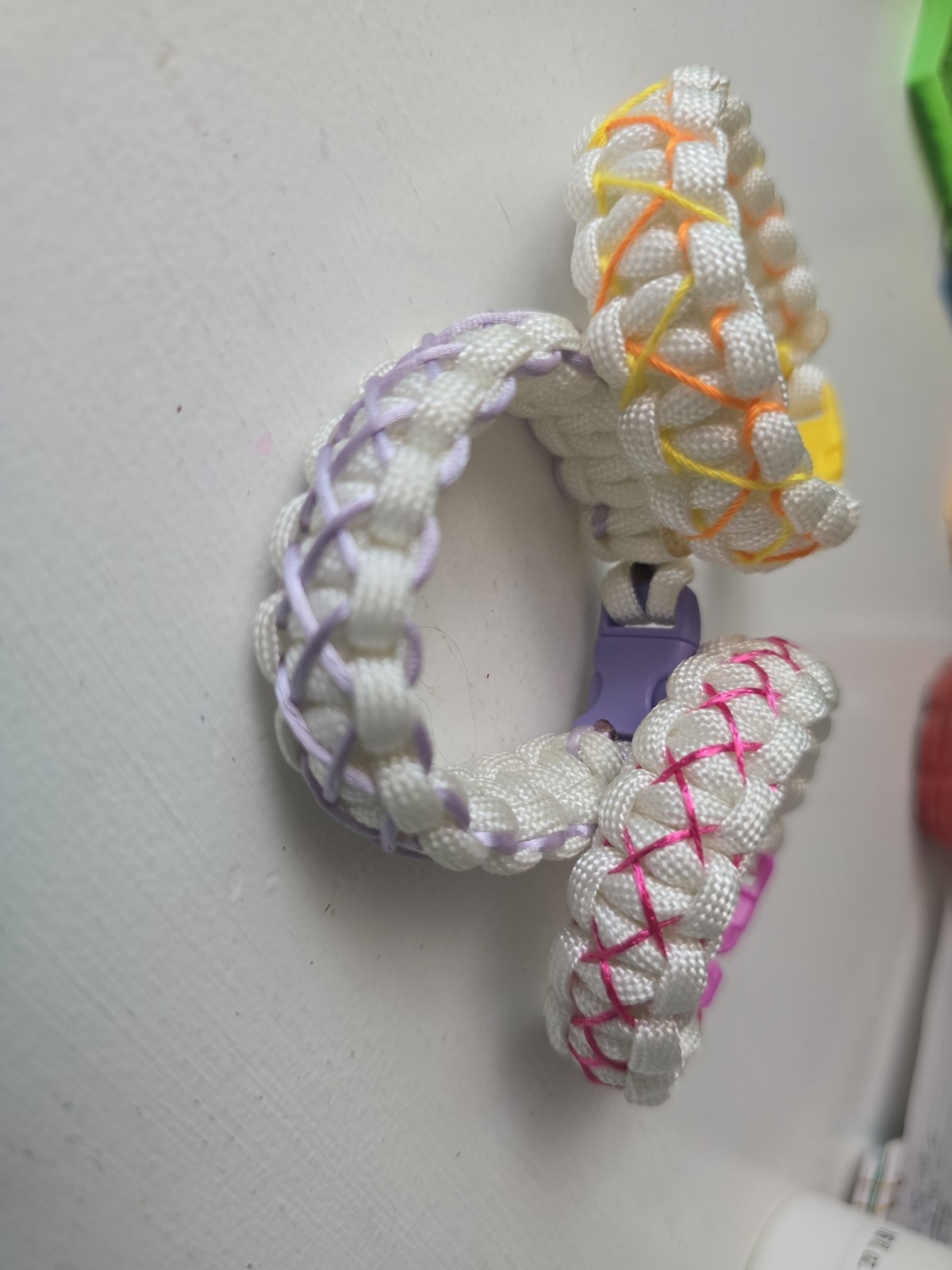 3 Paracord Bracelets 550lb White Approx 6.5″ Outdoor Stylish Waterproof Handmade