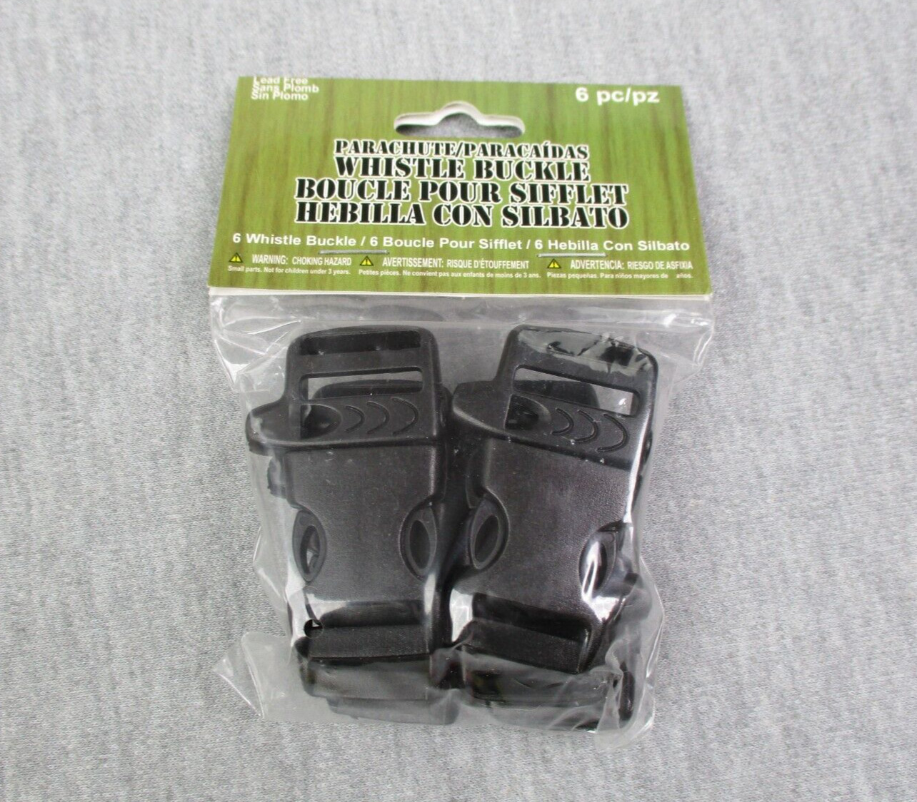 Paracord Buckles 6 Pack Whistle Buckle Parachute Survival Accessory Clips Black