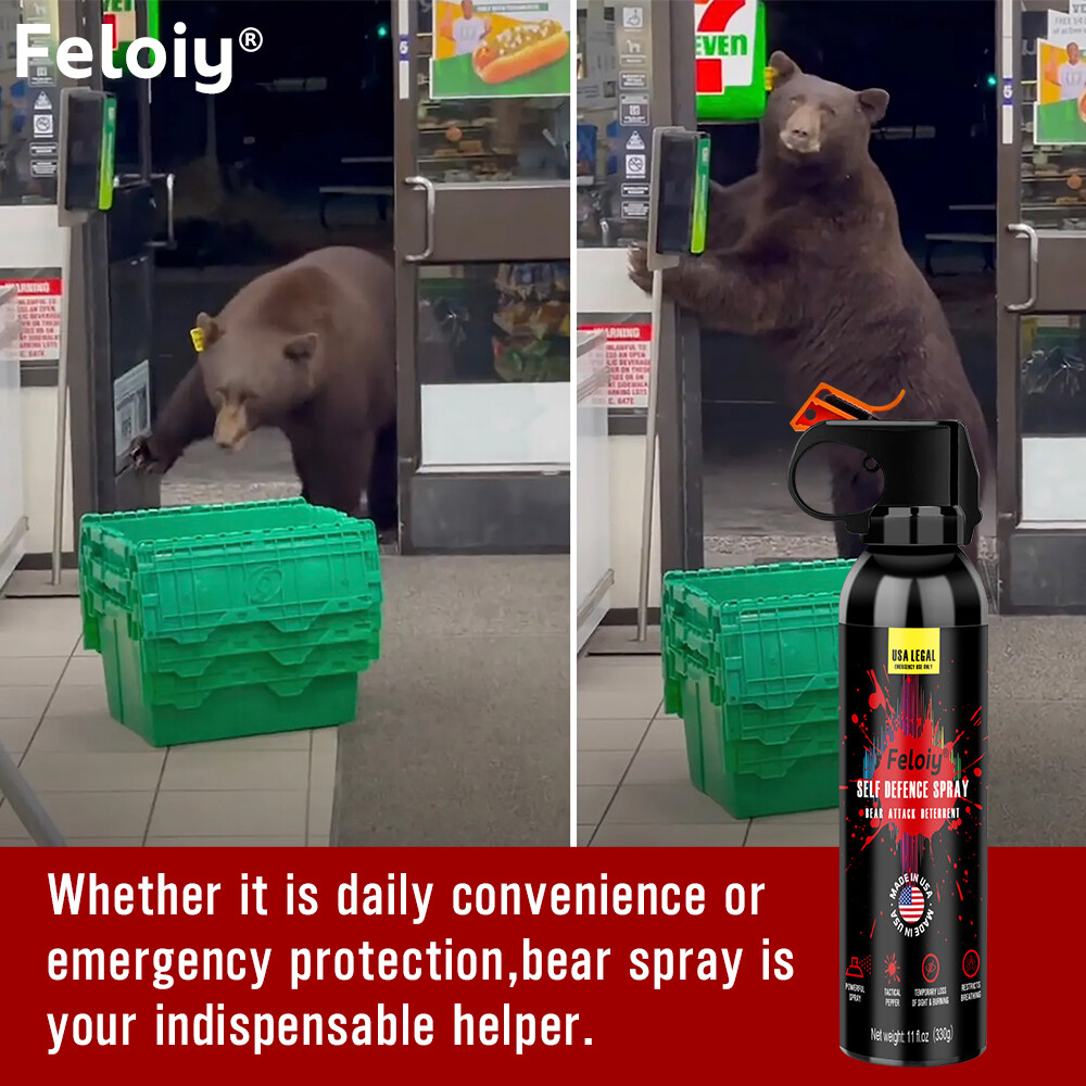 Feloiy Self Defence Spray w/ Holster Bear Attack Deterrent Legal Bear Spray 11oz