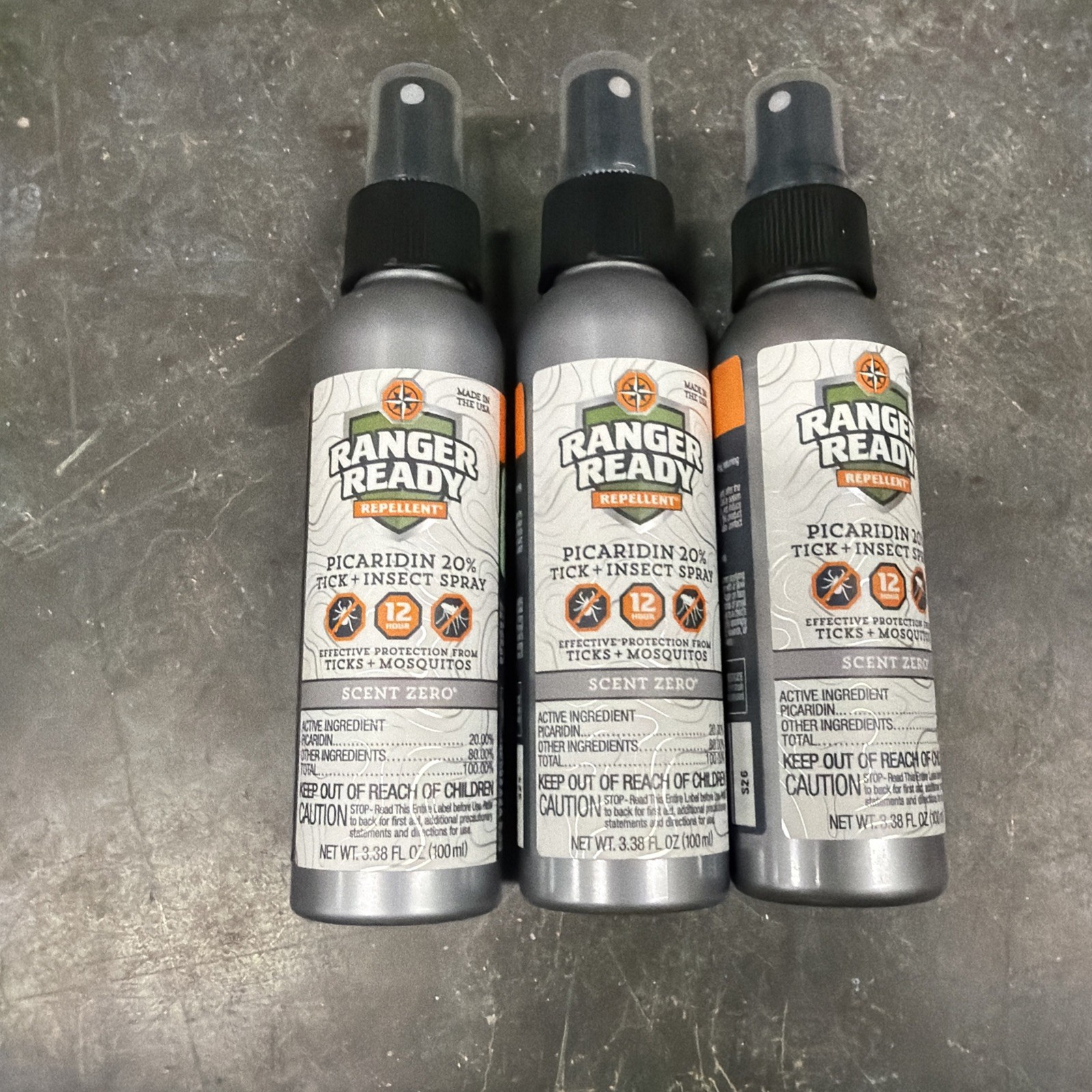 Lot Of 3 Ranger Ready Repellents 40 hours Spray Outdoor Zero Scent 3.38fl Oz