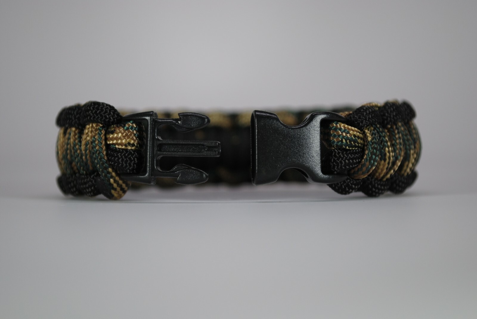 550 Paracord Survival Bracelet Cobra Black/Woodland Camo “Made in the USA”