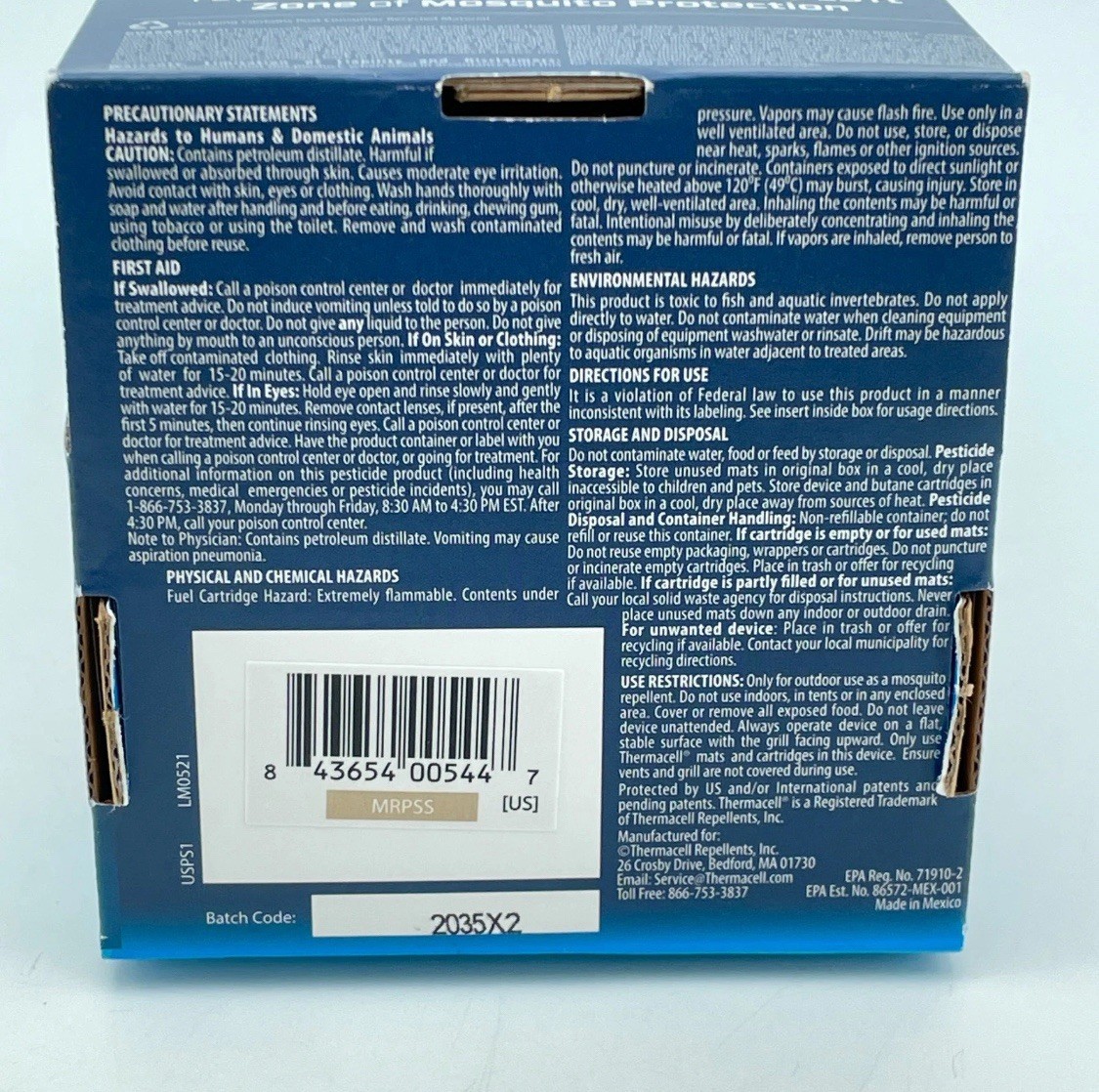 THERMACELL Mosquito Repellent Zone Device 15ft No Spray Scent Free NEW 2 Pack