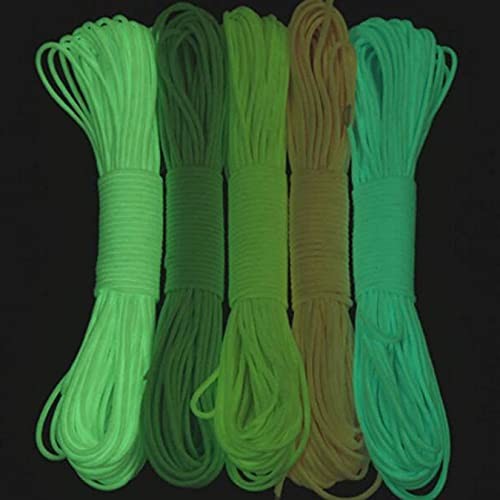 5 Colors x 10 Feet Luminous Paracord Bracelet Cord 4mm Glow in The Dark 9